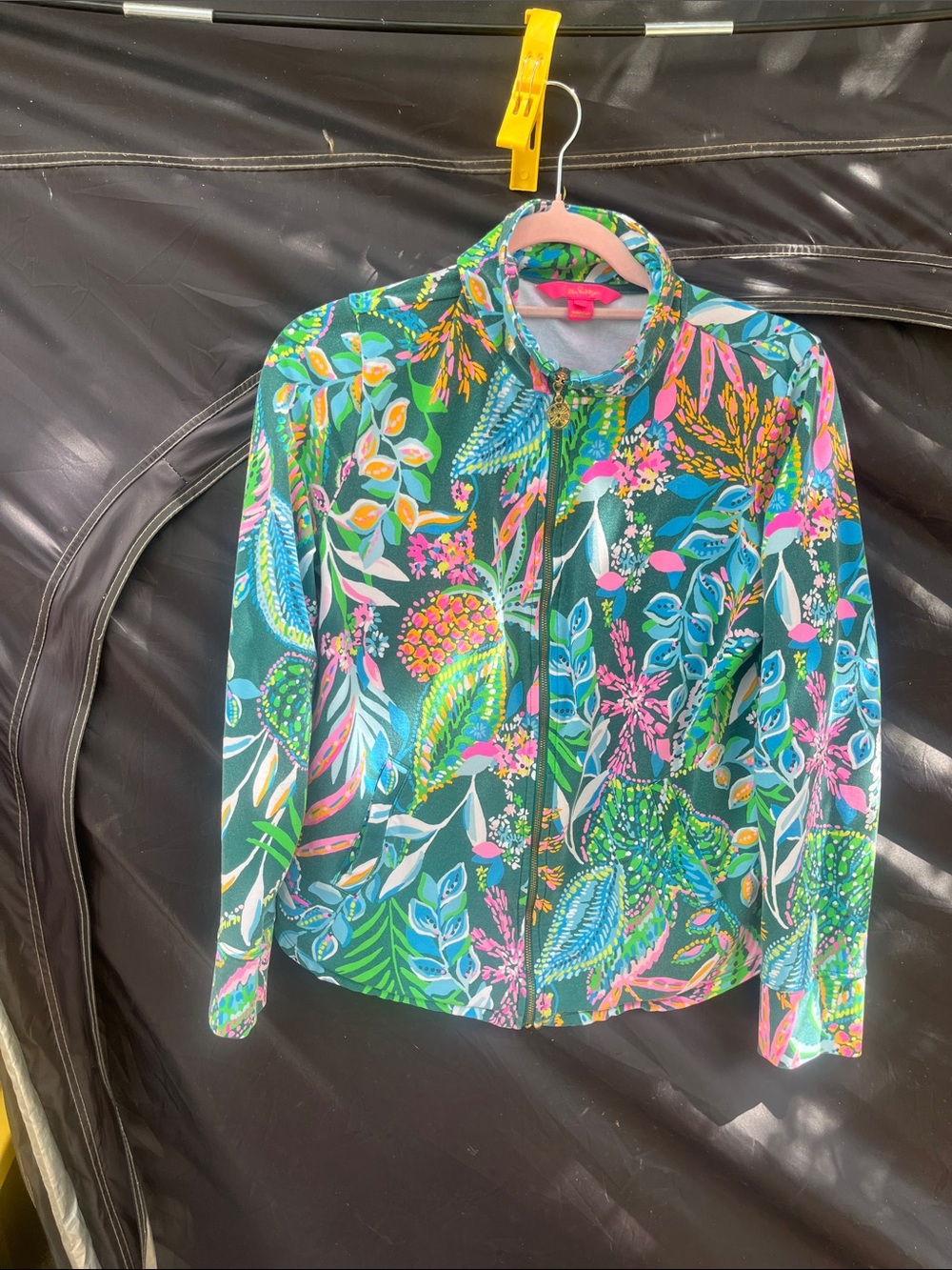 Lilly Pulitzer Tropical Floral Zip Jacket in Teal, Pink & Green
